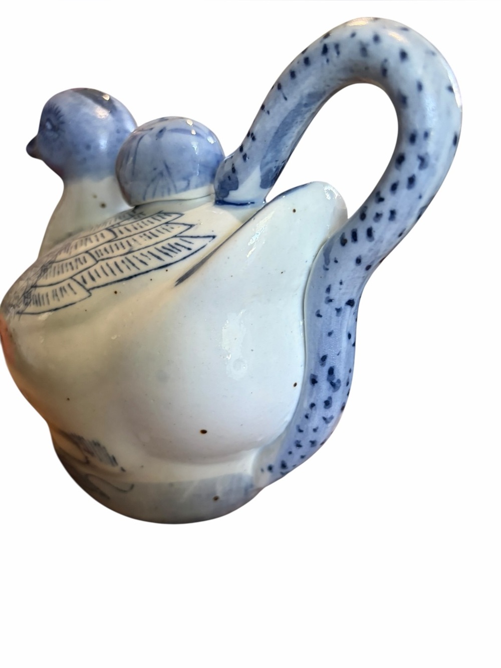Chinoiserie Vintage Blue and White Hand Painted Teapot/Pitcher - Picture 7 of 7
